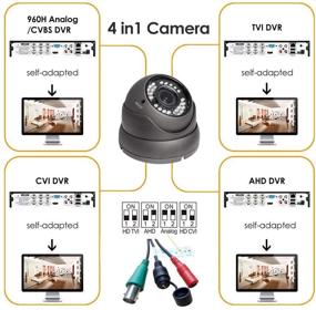 img 2 attached to 📷 HD 1080P 4-в-1 аналоговая CCTV камера - TVI/AHD/CVI/CVBS - купольная камера безопасности - переменного фокусного расстояния объектива - влагозащищенная - 36 ИК-светодиодов - дневное и ночное наблюдение (серый)