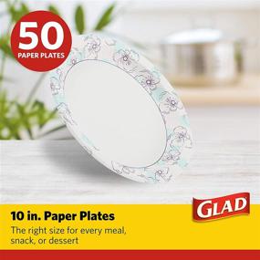 img 2 attached to Glad Round Disposable Paper Plates 10-inch – Blue Flower Design | Soak & Cut Proof | Microwave Safe – Heavy Duty Paper Plates 10-inch, Pack of 50 | Bulk Paper Plates for Parties and Occasions