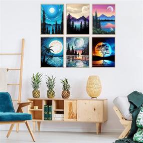 img 1 attached to 🌙 Набор Offito Moon 6 штук для алмазной живописи: Полная вышивка стразами 5D DIY Diamond Art для украшения домашней стены, подарков и релаксации – для взрослых, детей и начинающих (12 x 16 дюймов)