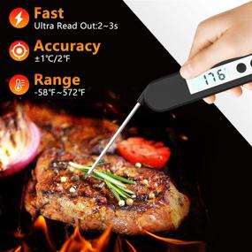 img 1 attached to 🌡️ K KOMOI Digital Instant Read Meat Cooking Thermometer for Grill Kitchen - Outdoor BBQ, Coffee, Milk, Oil, Candy Thermometer with Magnet, Backlight (Black)