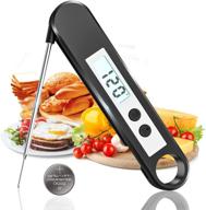 🌡️ k komoi digital instant read meat cooking thermometer for grill kitchen - outdoor bbq, coffee, milk, oil, candy thermometer with magnet, backlight (black) logo