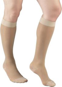 img 2 attached to Truform Sheer Compression Stockings: Medium Nude Women's Knee High 15-20 mmHg Support, 20 Denier