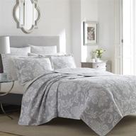 🛌 laura ashley home venetia collection quilt set - high-quality 100% cotton, reversible & lightweight bedding for king size, pre-washed for ultra softness - alluring grey design logo