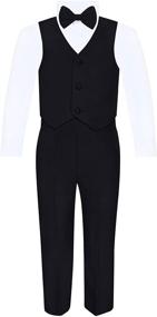 img 2 attached to 5 Piece Tuxedo Set for Boys - Complete with Formal Jacket, Pants, Shirt, Vest & Bow Tie - Classic Black