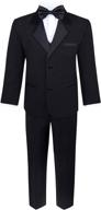 5 piece tuxedo set for boys - complete with formal jacket, pants, shirt, vest & bow tie - classic black logo