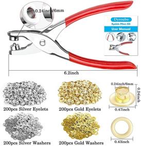 img 2 attached to 802Pcs Grommet Eyelet Pliers Kit: High-Quality 1/4 Inch 6mm Grommet Tool with 800 Metal Eyelets in Gold and Silver - Ideal for Leather, Belts, Shoes, and Clothing