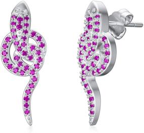 img 4 attached to 💜 Sterling Silver Snake Stud Earrings: Chic Purple Cubic Zircon Jewelry for Women & Girls – Dainty, Minimalist & Casual Ear Accessories