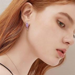 img 3 attached to 💜 Sterling Silver Snake Stud Earrings: Chic Purple Cubic Zircon Jewelry for Women & Girls – Dainty, Minimalist & Casual Ear Accessories