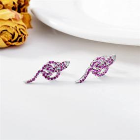 img 1 attached to 💜 Sterling Silver Snake Stud Earrings: Chic Purple Cubic Zircon Jewelry for Women & Girls – Dainty, Minimalist & Casual Ear Accessories