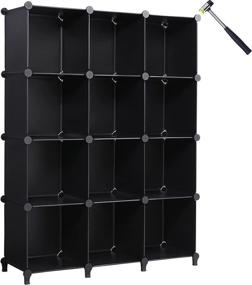 img 4 attached to 📦 ANWBROAD Cube Storage Organizer ULCS012B - Versatile 12-Cube DIY Modular Closet Organizer with Rubber Hammer - Ideal for Bedroom, Office, Living Room - Plastic Bookshelf Bookcase Storage Shelves Units