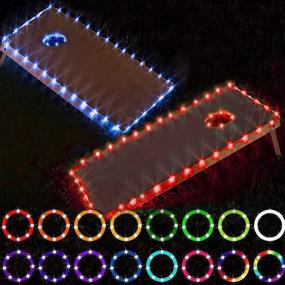 img 4 attached to 🌽 Funesla Cornhole Game Board LED Lights - 16 Colors Change, Remote Control - Set of 2, for Bean Bag Toss Corn Hole - Edge and Ring Lights