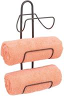 mdesign bronze 3-level wall mount towel rack holder and organizer: stylish storage for bathroom towels, washcloths, and hand towels logo