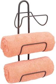 img 4 attached to mDesign Bronze 3-Level Wall Mount Towel Rack Holder and Organizer: Stylish Storage for Bathroom Towels, Washcloths, and Hand Towels