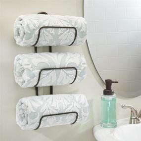 img 3 attached to mDesign Bronze 3-Level Wall Mount Towel Rack Holder and Organizer: Stylish Storage for Bathroom Towels, Washcloths, and Hand Towels