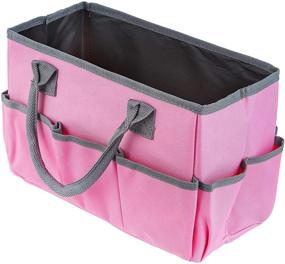 img 3 attached to 🎒 10-Pocket Large Craft Storage Tote Bag - Ideal Organizer Caddy for Scrapbooking, Sewing, Art Supplies - Travel-Ready Carrying Case for School, Office, Medical Supplies - Pink
