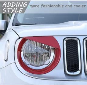 img 2 attached to 🚗 Yoursme Jeep Renegade Front Grille Inserts &amp; Light Headlight Cover - Angry Bird Style Trim Bezels, Clip-in Version ABS Red (2015-2018)