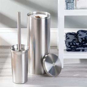 img 2 attached to 🚽 Enhanced Bathroom Storage: iDesign Forma Ultra Toilet Bowl Brush and Holder - Sleek Brushed Stainless Steel Design