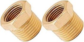 img 1 attached to 🚂 VXA1238-2 Bundle: Reducer Fittings for Train/Air Horn Tanks - Male 1/2" NPT to Female 3/8" NPT Brass Threads