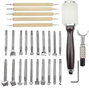 img 2 attached to 🔨 Enhance Your Leather Craft with TOVOT's Comprehensive 27 PCS Saddle Making Tools Set – Craft Stamps, Hammer, Swivel Knife, and More!