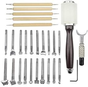 img 3 attached to 🔨 Enhance Your Leather Craft with TOVOT's Comprehensive 27 PCS Saddle Making Tools Set – Craft Stamps, Hammer, Swivel Knife, and More!