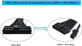 img 1 attached to 💻 ZLKSKER 24-контактный кабель питания материнской платы (12 дюймов, 18AWG), удлинитель ATX блока питания, 24-контактный разъем мужской на 24-контактный разъем женский