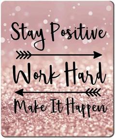 img 4 attached to Gaming Mouse Pad: Amcove Stay Positive, Work Hard, and Make It Happen Quote - Art Rose Gold and Silver Glitter Black Inspirational Mousepad