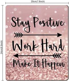 img 3 attached to Gaming Mouse Pad: Amcove Stay Positive, Work Hard, and Make It Happen Quote - Art Rose Gold and Silver Glitter Black Inspirational Mousepad