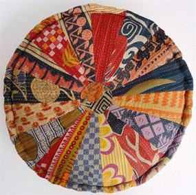 img 3 attached to 🍕 RANGILA Stuffed Indian Vintage Kantha Pizza Patch Floor Cushion: Versatile Pouf Ottoman for Stylish Home Décor