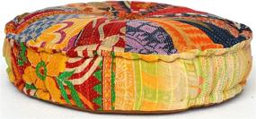 img 2 attached to 🍕 RANGILA Stuffed Indian Vintage Kantha Pizza Patch Floor Cushion: Versatile Pouf Ottoman for Stylish Home Décor