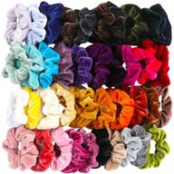 🎀 velvet elastic hair scrunchies - 40 pack hair bands scrunchy ties ropes for women or girls - assorted colors hair accessories logo