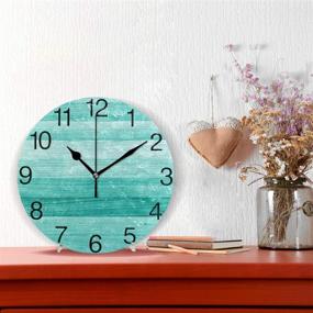 img 3 attached to 🕒 Stylish Senya Teal Turquoise Green Wood Round Wall Clock - Perfect for Home, Office & School Decor