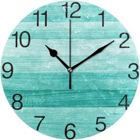 img 4 attached to 🕒 Stylish Senya Teal Turquoise Green Wood Round Wall Clock - Perfect for Home, Office & School Decor