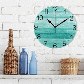 img 2 attached to 🕒 Stylish Senya Teal Turquoise Green Wood Round Wall Clock - Perfect for Home, Office & School Decor