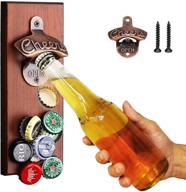 🍺 magnetic beer bottle opener wall mounted with auto-catch cap: perfect christmas beer gifts for men dad husband, boyfriend, grandpa, and uncle! logo