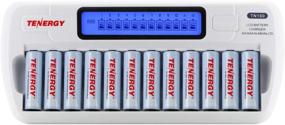 img 4 attached to 🔋 Зарядное устройство Tenergy TN160 с ЖК-дисплеем на 12 отсеков + 12 AA NiMH перезаряжаемых аккумуляторов для повседневной электроники: эффективное решение для зарядки батарей.