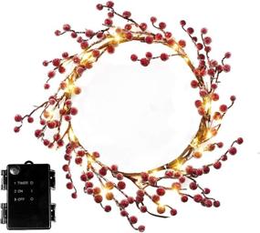 img 4 attached to 🎄 Enhance your holiday décor with EAMBRITE Lighted Artificial Vine Red Berry Holiday Garland – 6FT, 88 LED Christmas Garland for Indoor and Outdoor Use, with Timer & Battery Operation