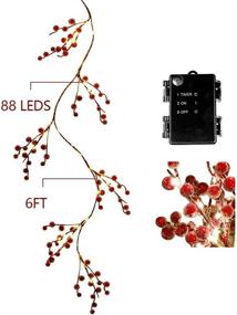img 3 attached to 🎄 Enhance your holiday décor with EAMBRITE Lighted Artificial Vine Red Berry Holiday Garland – 6FT, 88 LED Christmas Garland for Indoor and Outdoor Use, with Timer & Battery Operation