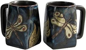 img 2 attached to Mara Stoneware Collection: Dragonfly/Insect Design - Set of 2, 12 Oz Coffee/Tea Square Bottom Mugs