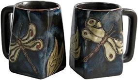 img 3 attached to Mara Stoneware Collection: Dragonfly/Insect Design - Set of 2, 12 Oz Coffee/Tea Square Bottom Mugs