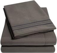 1500 supreme collection bed sheet set - queen size, extra soft, elastic corner straps, deep pockets, wrinkle & fade resistant, luxury hotel bedding in gray logo