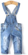 👖 kidscool boys' ripped stretchy washed overalls: trendy and durable children's clothing logo