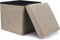 versatile wonenice folding storage ottoman: space-saving memory foam seat & toy box | linen beige, max load 100 kg | 12 x 12 x 12 inch logo