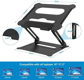 img 3 attached to 🖥️ Портативная регулируемая подставка для ноутбука - Эргономичная компьютерная подставка FYSMY с системой отвода тепла для MacBook, Air, Pro и всех ноутбуков - Прочная подставка для ноутбука (новая-черная)