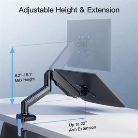 img 2 attached to 🖥️ HUANUO Single Gas Spring Monitor Arm Mount, Adjustable Desk Mount for 13-32 Inch Screens, with Clamp & Grommet Mounting Base