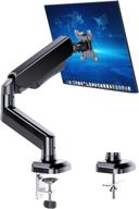 🖥️ huanuo single gas spring monitor arm mount, adjustable desk mount for 13-32 inch screens, with clamp & grommet mounting base logo