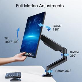 img 1 attached to 🖥️ HUANUO Single Gas Spring Monitor Arm Mount, Adjustable Desk Mount for 13-32 Inch Screens, with Clamp & Grommet Mounting Base