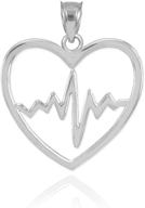 💓 sterling silver lifeline pulse heartbeat: open heart charm pendant - a timeless symbol of love and vitality! logo