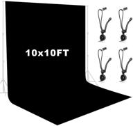 📸 lidlife 10x10ft black polyester fabric chromakey backdrop for photography - wrinkle-resistant black background curtain screen with 4 backdrop clips, ideal for video shoots logo