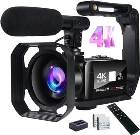 img 4 attached to 🎥 4K Video Camera 48MP Camcorder with Wi-Fi, 18X Digital Zoom, Microphone, 3'' Touch Screen, Remote Control - Perfect for Vlogging and YouTube