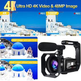 img 3 attached to 🎥 4K Video Camera 48MP Camcorder with Wi-Fi, 18X Digital Zoom, Microphone, 3'' Touch Screen, Remote Control - Perfect for Vlogging and YouTube